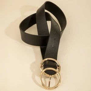 Double Hoop Buckle Vegan Leather Belt