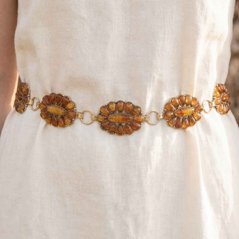Western Assorted Color Concho Chain Belt