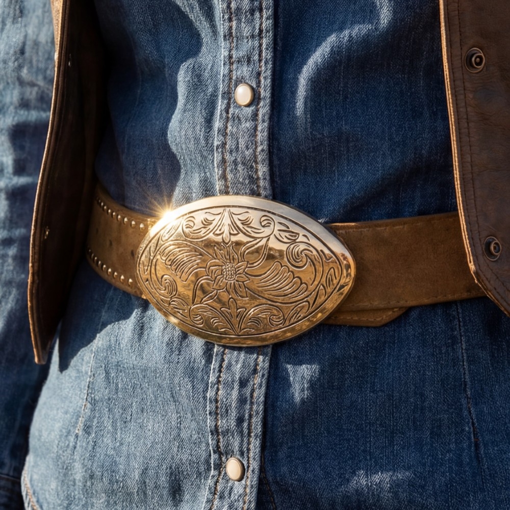 Vegan Leather Western Oval Concho Belt