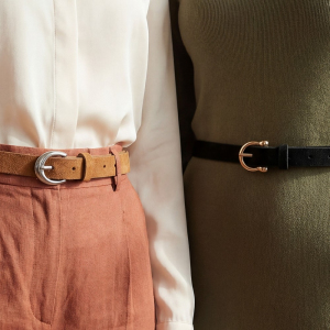 Black And Brown Vegan Leather Belt Set