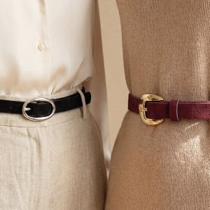Black And Burgandy Vegan Leather Belt Set