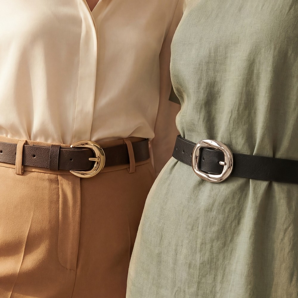 Two Piece Vegan Leather Belt Set