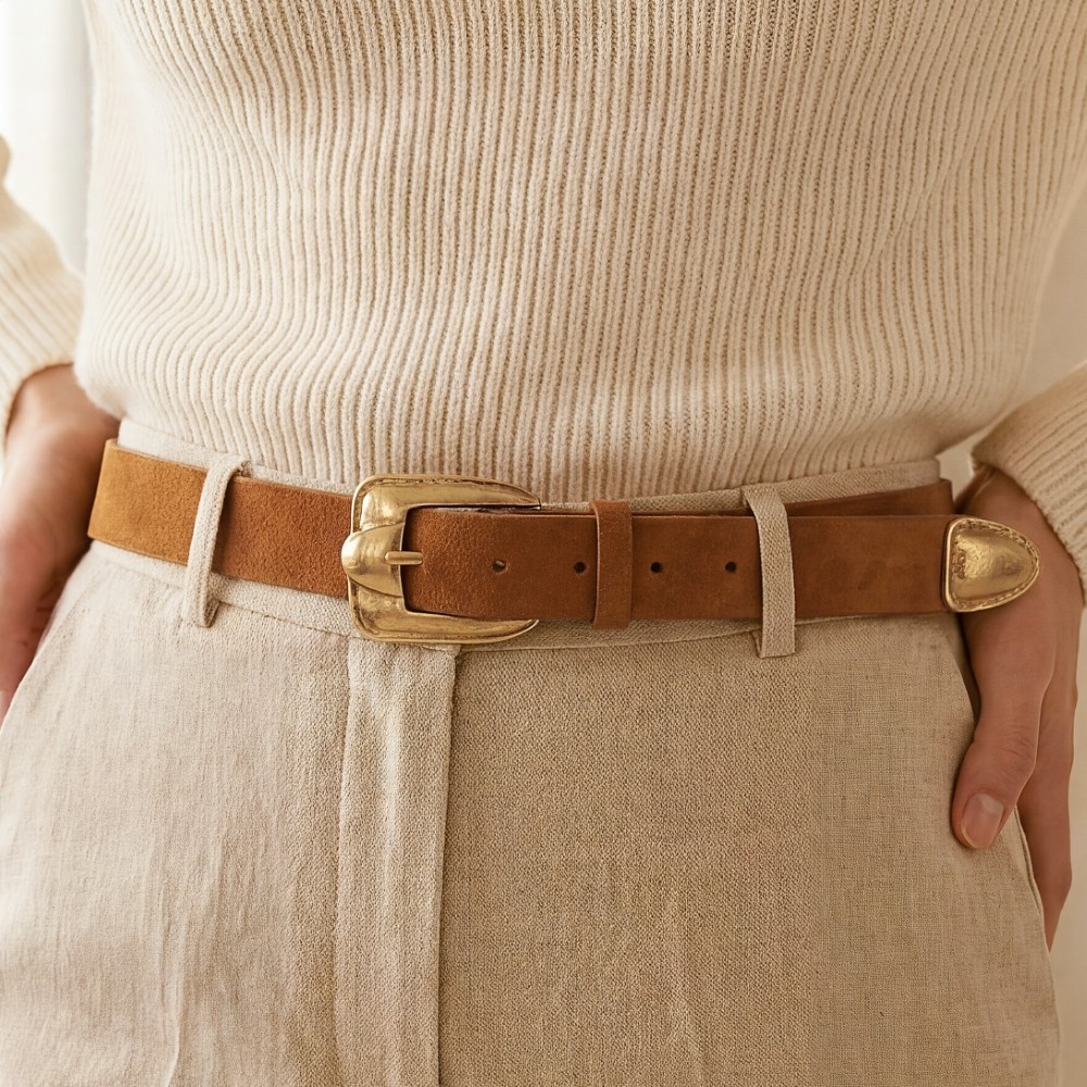 Antique Square Buckle Vegan Leather Belt