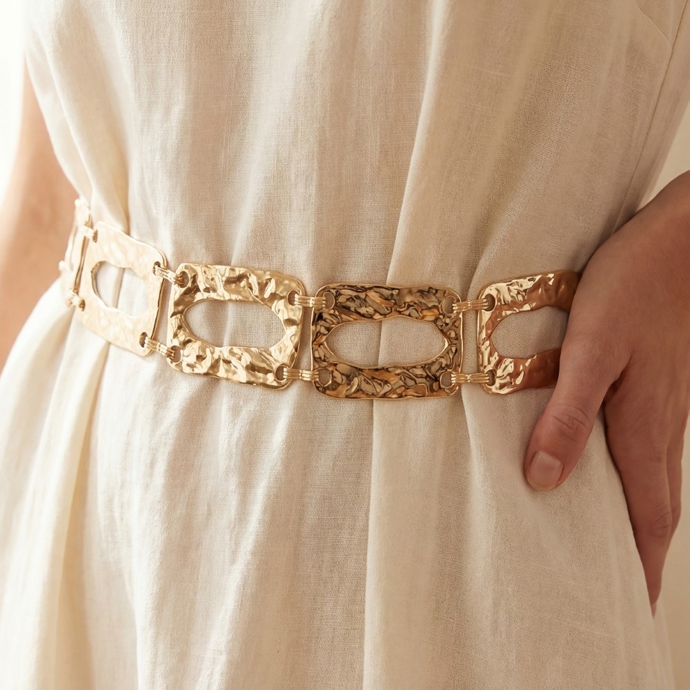 Hammered Rectangle Chain Link Chain Belt