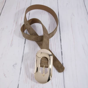 Suede Oversized Polished Oval Buckle Belt