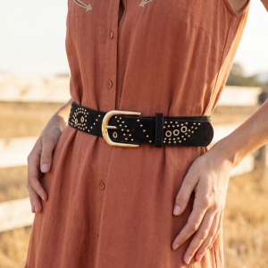 Scattered Studded Vegan Leather Belt