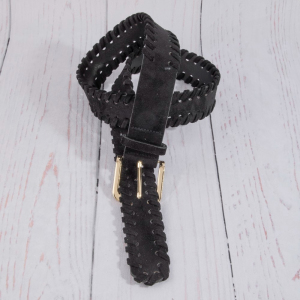 Wide Vegan Leather Whipstitch Edge Belt