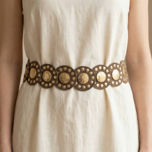Concho Disc Link Vegan Leather Belt