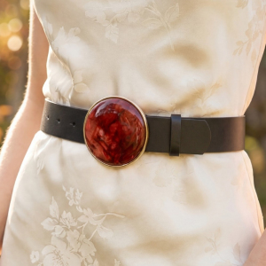 Vegan Leather With Resin Circle Buckle Belt