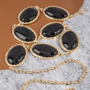 Oval Stone Gold Frame Chain Belt