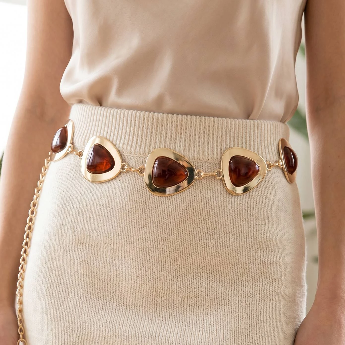 Triangle Resin Stone Link Chain Belt