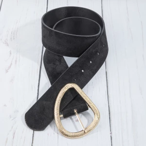 Vegan Suede Belt With Textured Teardrop Buckle
