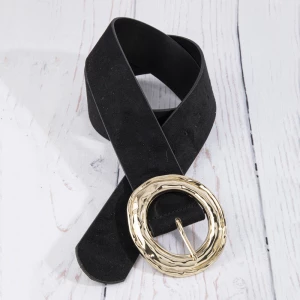 Suede Hammered Round Buckle Belt