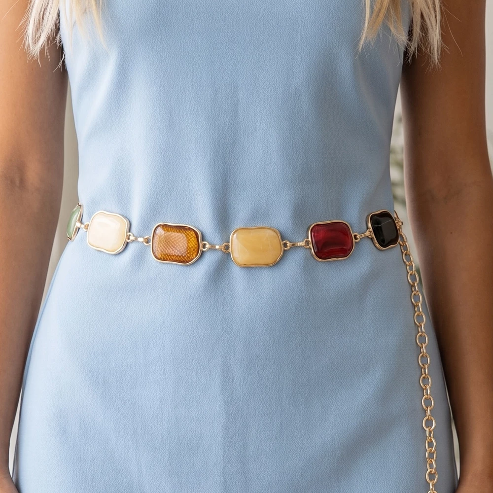 Marble Stone Gold Chain Belt