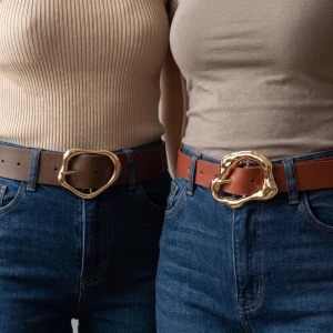 Wide Two Piece Vegan Leather Belt Set