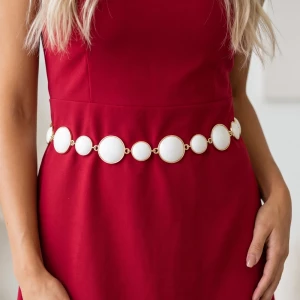 Round Enamel Disc Link Chain Belt