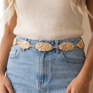 Nugget Textured Marquise Link Chain Belt