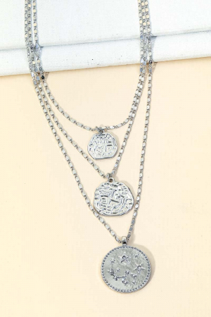 Layered Astral Coin Pendant Necklace