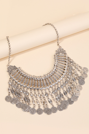 Antique Multi Disc Bib Statement Necklace