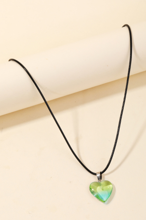 Green Resin Heart Pendant Necklace