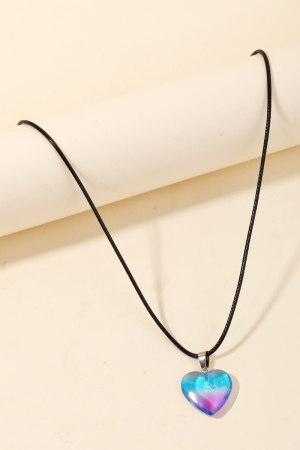 Blue Purple Resin Heart Pendant Necklace