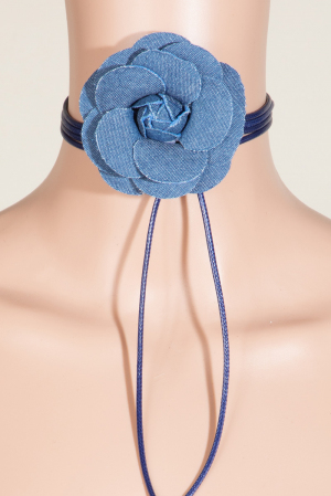 Flower Denim Choker Necklace