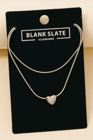 Heart Pendant Layered Box Chain Necklace