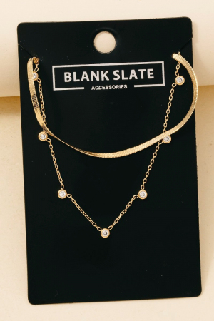 Layered Snake Chain And Lariat Necklace