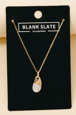 Stone And Metallic Teardrop Pendant Necklace