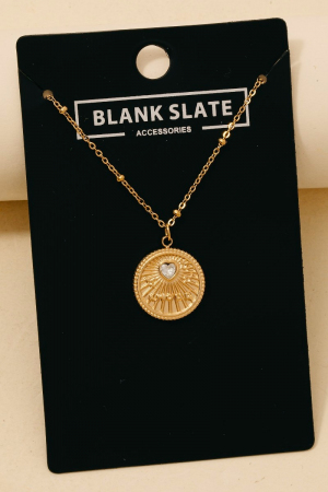 Stainless Steel Heart Amour Coin Pendant Necklace