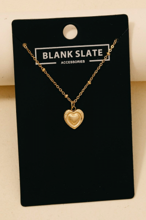 Stainless Steel Textured Heart Pendant Necklace