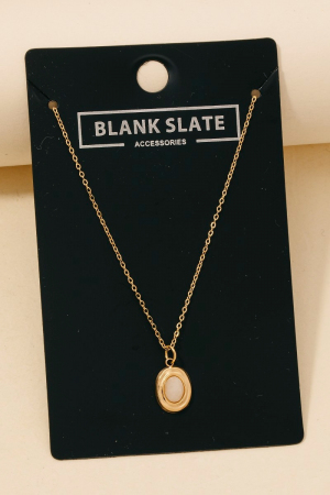 Stainless Steel Oval Stone Set Pendant Necklace