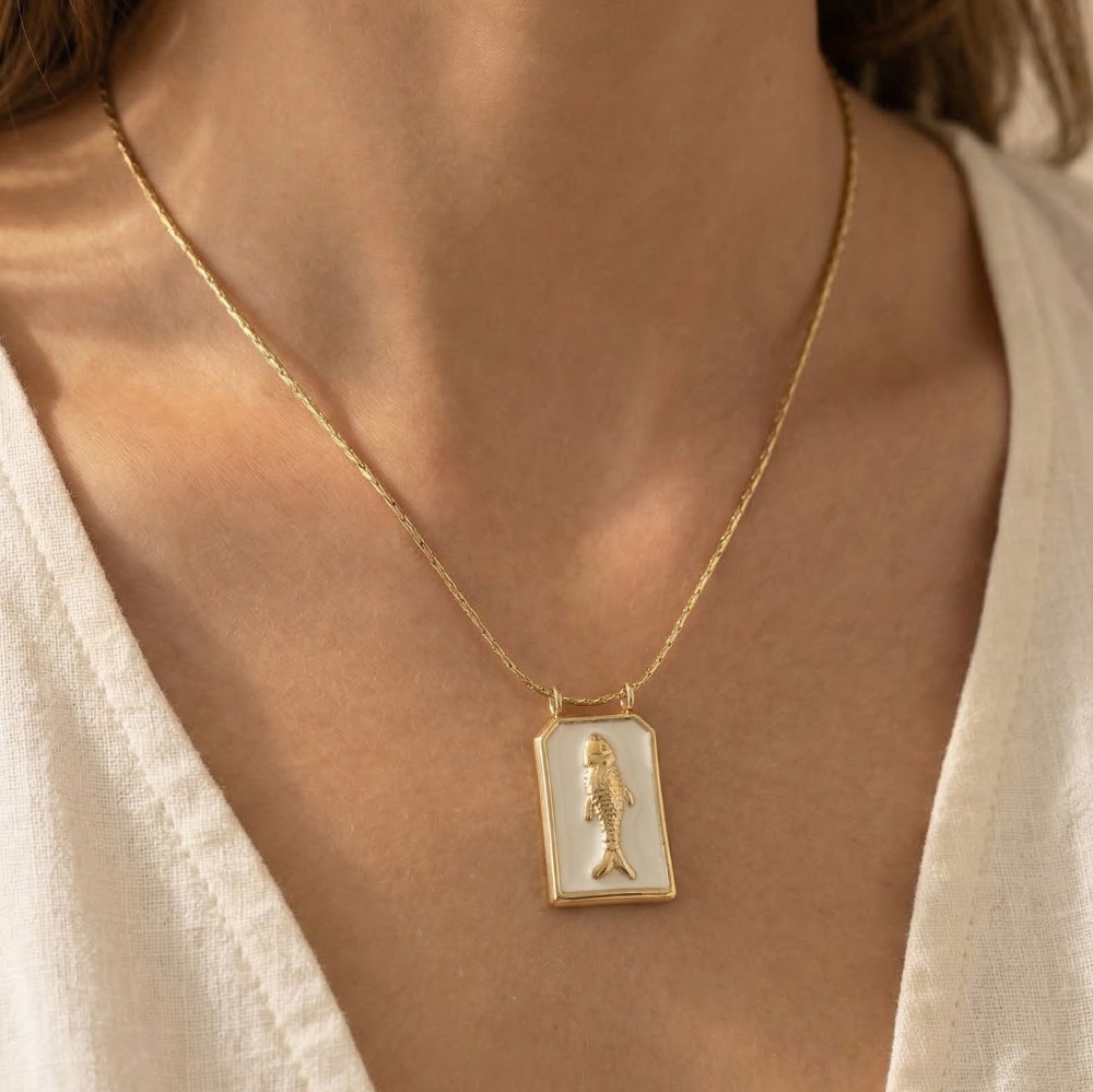 Stainless Steel Enamel Fish Pendant Necklace