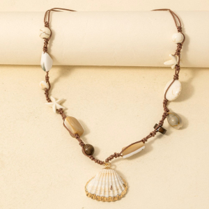 Sealife Seashell Charms Cord Necklace