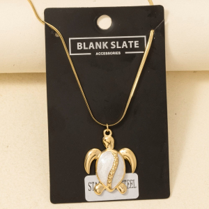 Stainless Steel Turtle Pendant Snake Chain Necklace