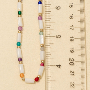 Mixed Cylinder And Ball Beaded Necklace