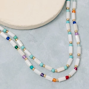 Mixed Cylinder And Ball Beaded Necklace