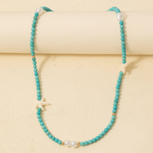 Pearl And Starfish Turquoise Beaded Necklace