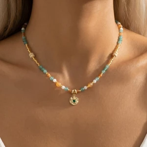 Heart Pendent Multi Beaded Necklace