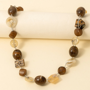 Assorted Geometric Button Beaded Necklace