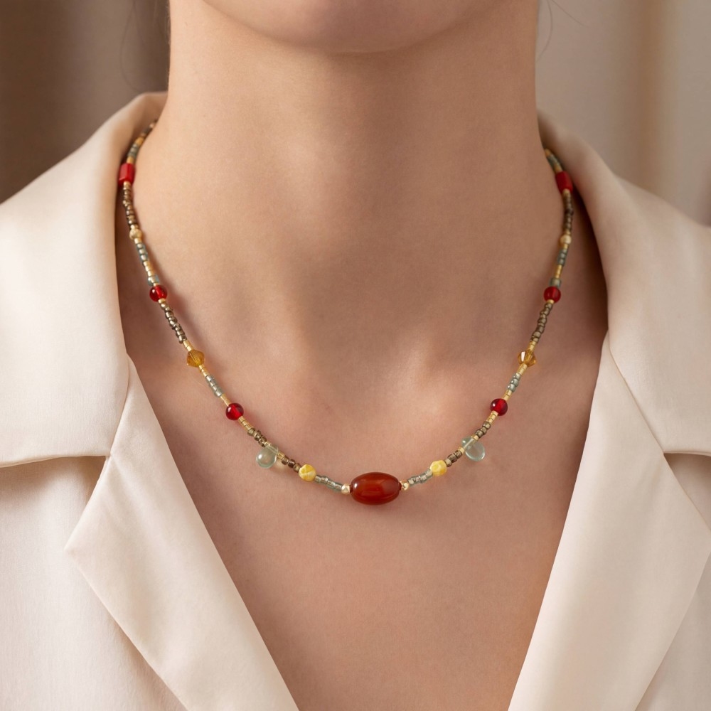 Multi Seed Beaded Necklace