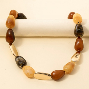 Metal And Resin Stone Necklace