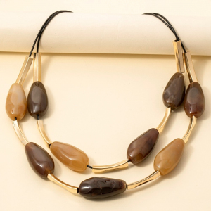 Large Stone Layered Resin Necklace