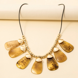 Resin Stone Dangle Statement Necklace