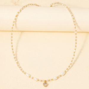 Mini Assorted Bead Heart Pendant Necklace