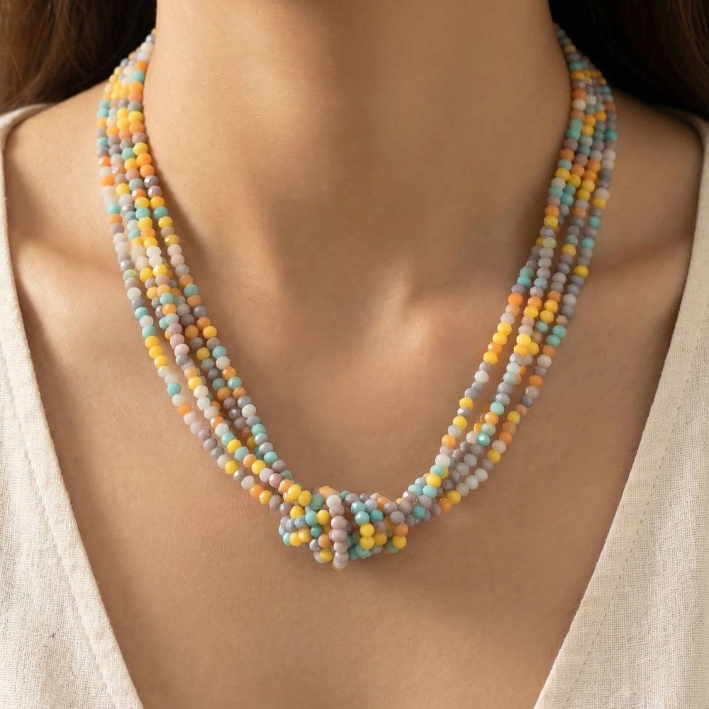 Multi Layered Bead Knot Necklace