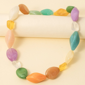 Irregular Chunky Marble Resin Beads Necklace