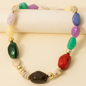 Intricate Chunky Resin And Metallic Beads Necklace