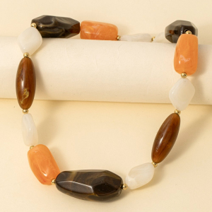 Irregular Shapes Large Marble Resin Beads Necklace