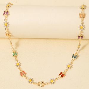 Butterfly Flower Station Chain Necklace